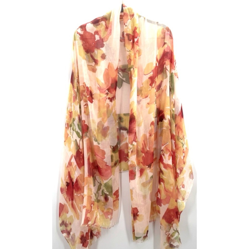 Nordstroms Floral Silk Scarf 79x40 Watercolor Bloomcore Fairy Whimsical Ethereal
